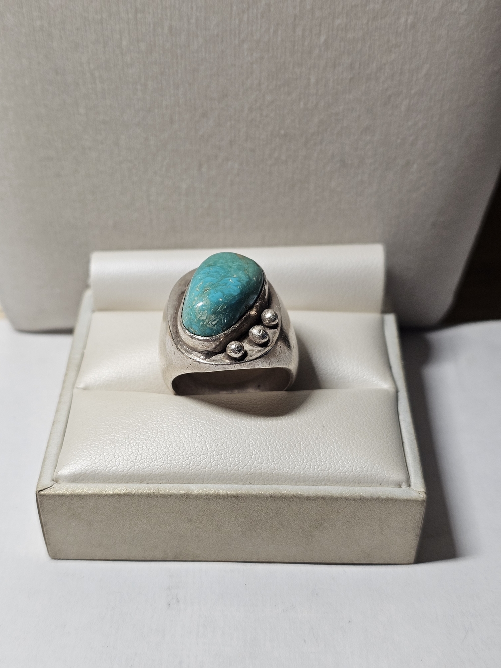 Native American Turquoise Sterling Silver 925 Statement Ring - Size 9 - Picture 2 of 10